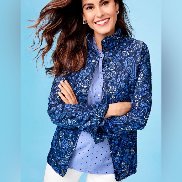 NWT Talbots Quilted Paisley Jacket Size Medium - Picture 2 of 9